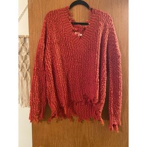 Blue Layne Boutique frayed sweater